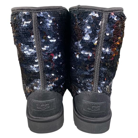 UGG Women’s Classic Short Black Cosmos Sequin Winter Boot Size US 6 - Picture 8 of 10